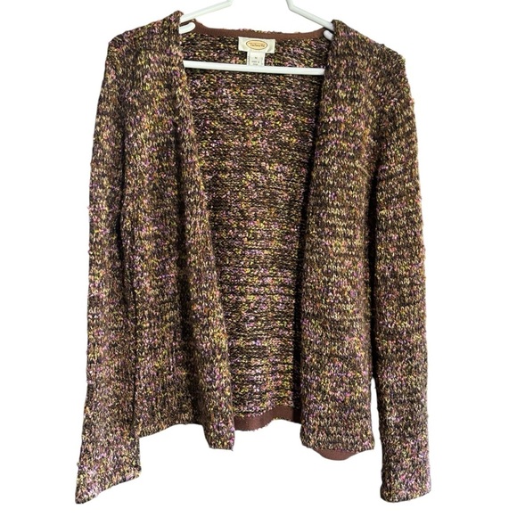 Women M TALBOT's Chunky Cardigan Sweater Brown Purple Colorful zipper Vtg - Picture 4 of 9